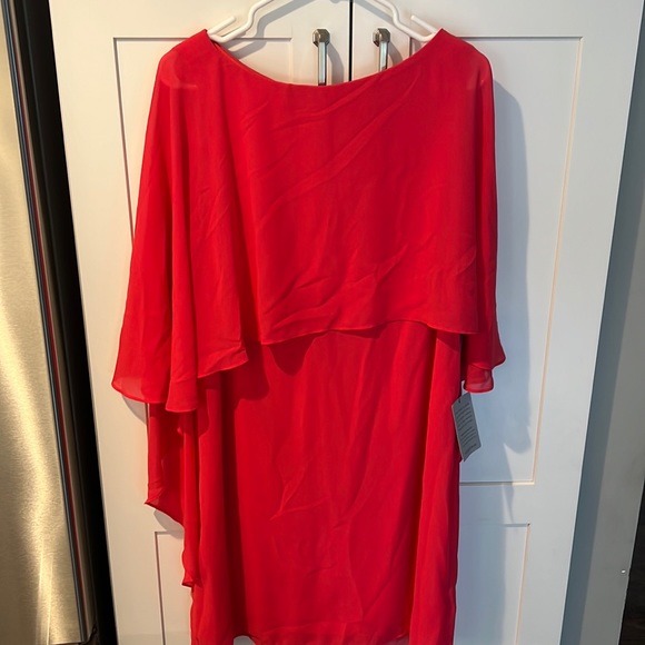 Vince Camuto Hot pink chiffon cape cocktail dress - Picture 1 of 13